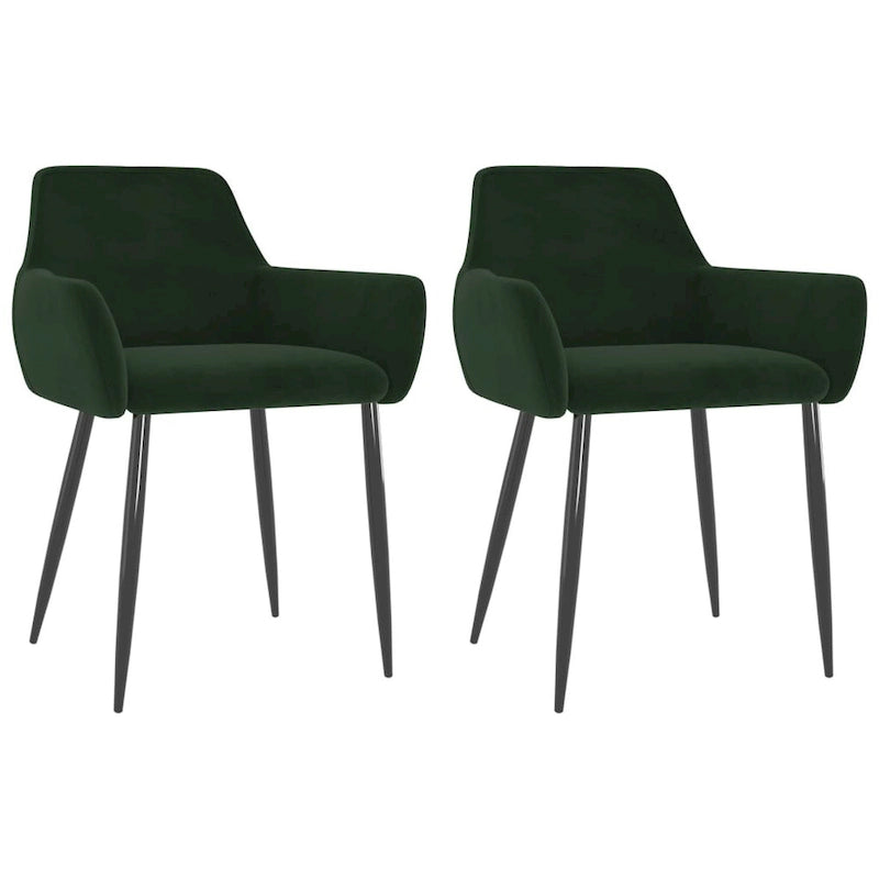 Sillas de comedor tapizadas con patas de metal, juego de 2 – Terciopelo, 55.88 x 55.88 x 78 cm