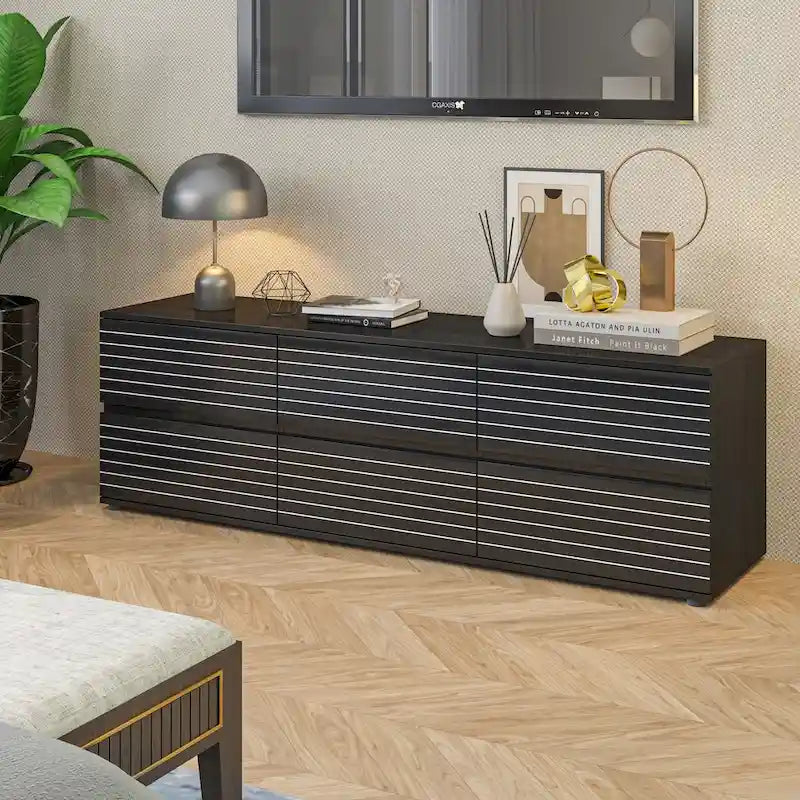 Cómoda baja de 6 cajones y soporte para TV