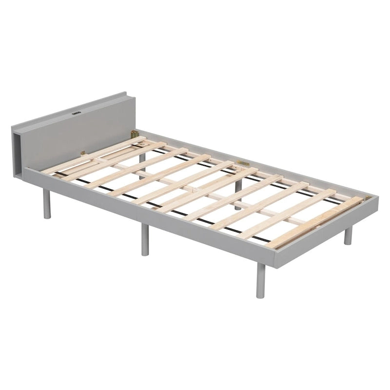 Marco de cama de plataforma doble con cabecero USB