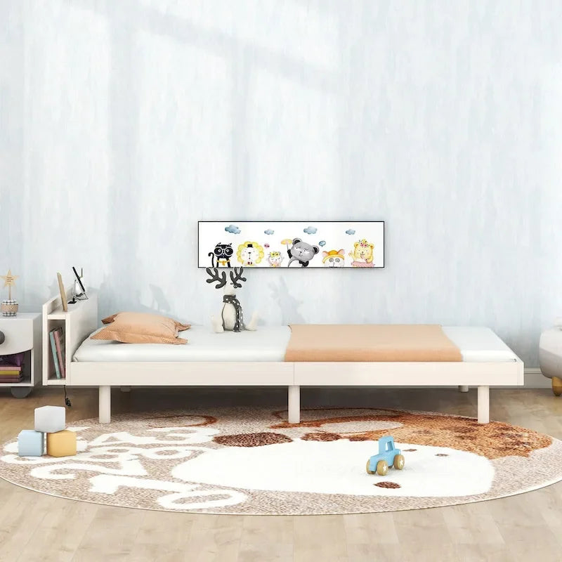 Marco de cama de plataforma doble con cabecero USB