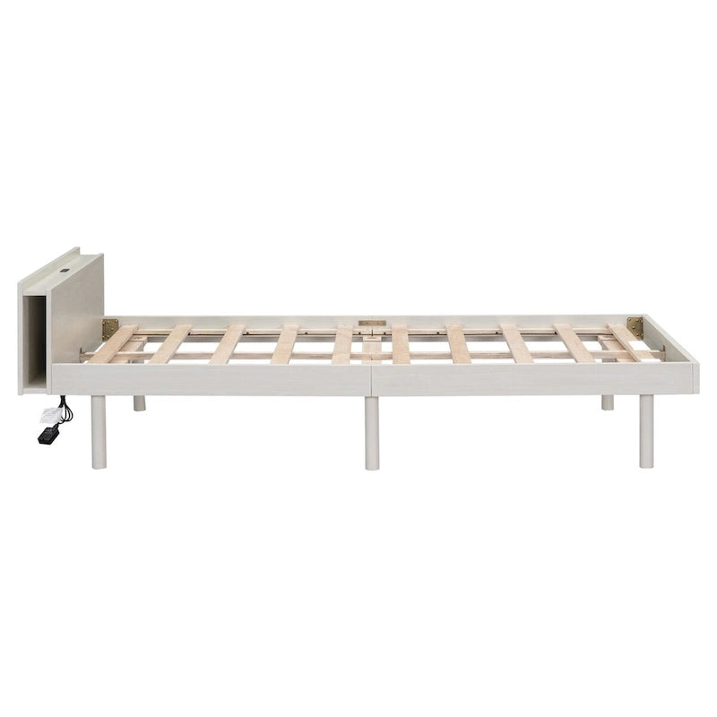 Marco de cama de plataforma doble con cabecero USB