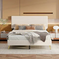 Estructura de cama Queen con cabecero tapizado de pana