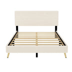 Estructura de cama Queen con cabecero tapizado de pana
