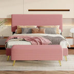 Estructura de cama Queen con cabecero tapizado de pana