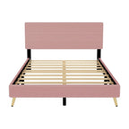 Estructura de cama Queen con cabecero tapizado de pana