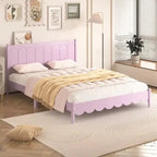 Cama de plataforma tamaño queen con cabecero de madera