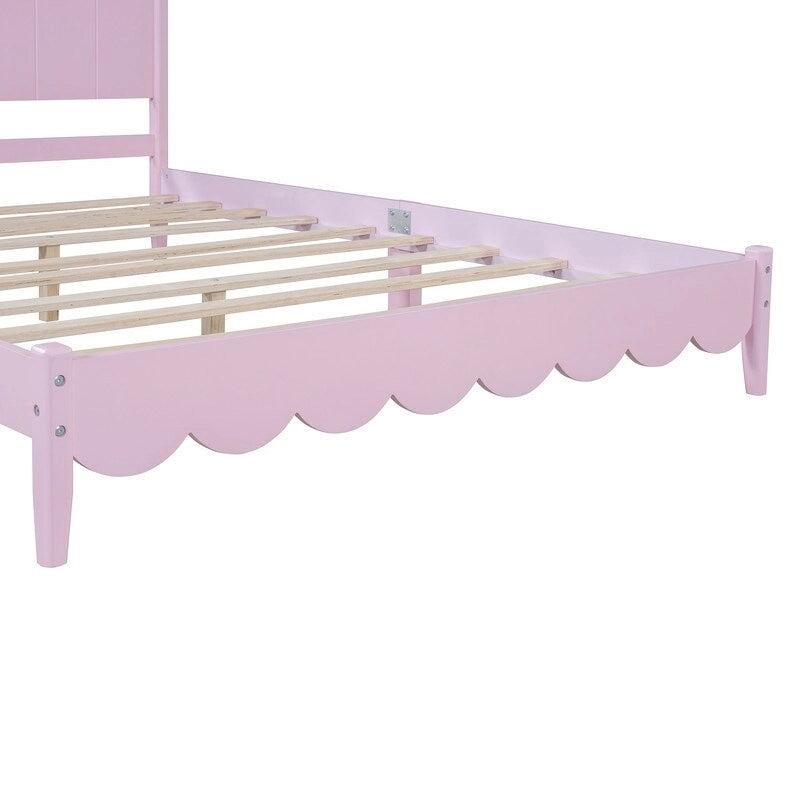 Cama de plataforma tamaño queen con cabecero de madera