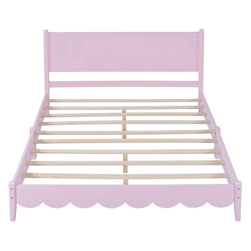 Cama de plataforma tamaño queen con cabecero de madera