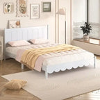 Cama de plataforma tamaño queen con cabecero de madera