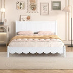 Cama de plataforma tamaño queen con cabecero de madera