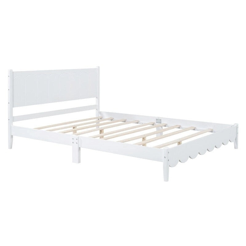 Cama de plataforma tamaño queen con cabecero de madera