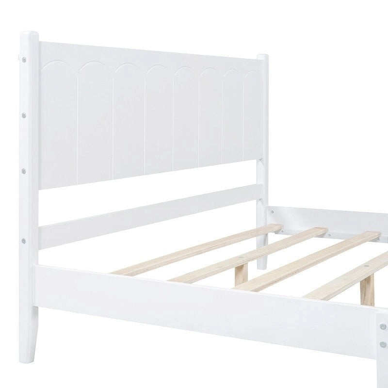 Cama de plataforma tamaño queen con cabecero de madera