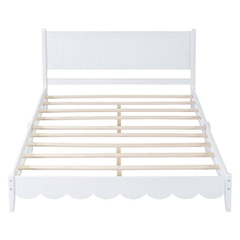 Cama de plataforma tamaño queen con cabecero de madera