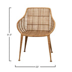 Sillón de ratán tejido a mano con patas de metal