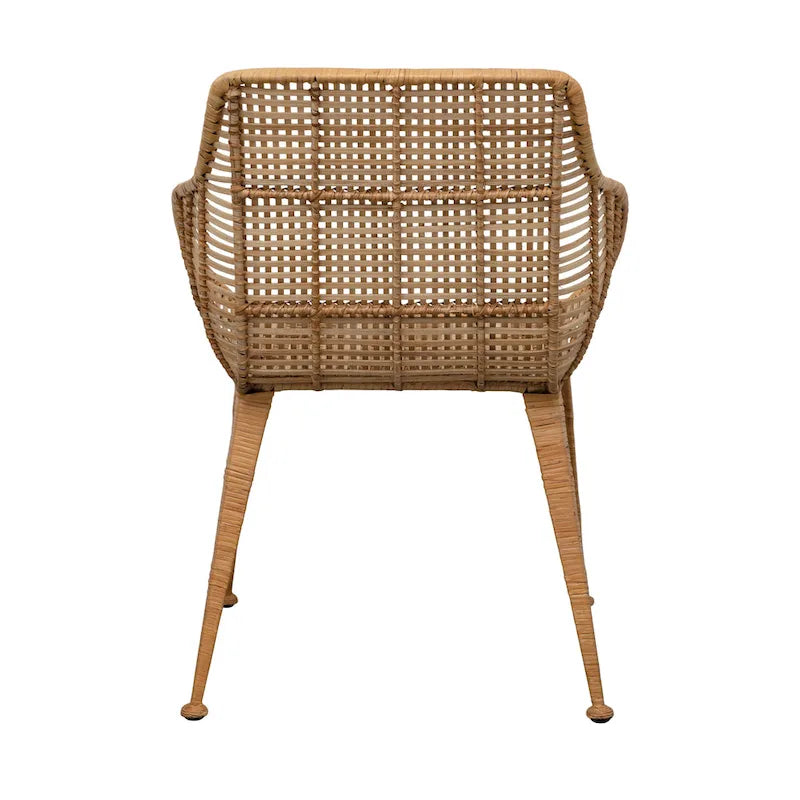 Sillón de ratán tejido a mano con patas de metal