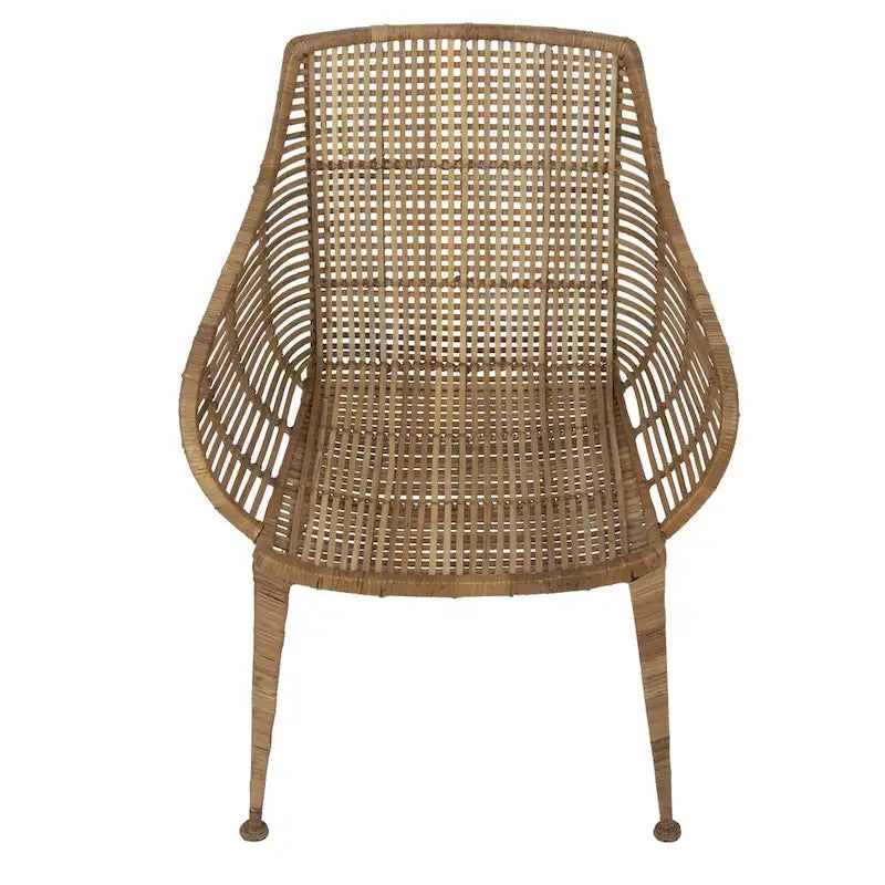 Sillón de ratán tejido a mano con patas de metal