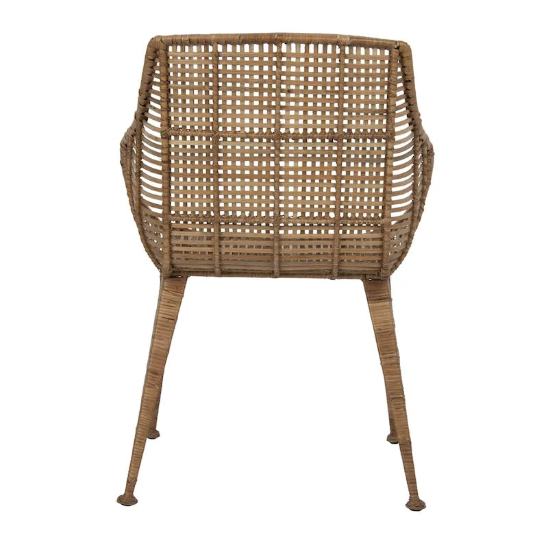 Sillón de ratán tejido a mano con patas de metal