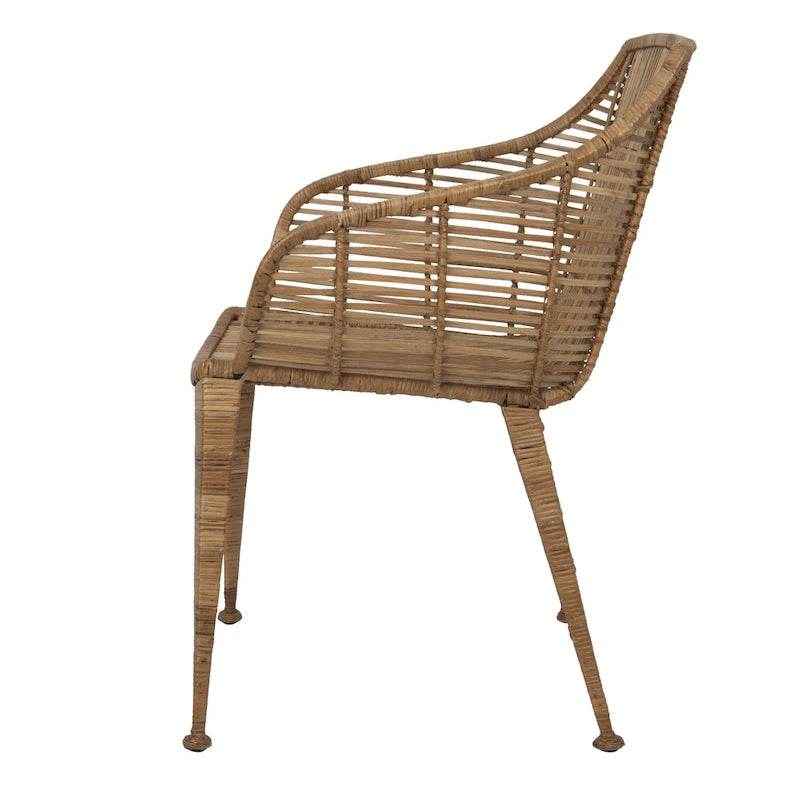 Sillón de ratán tejido a mano con patas de metal