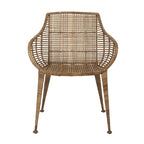 Sillón de ratán tejido a mano con patas de metal