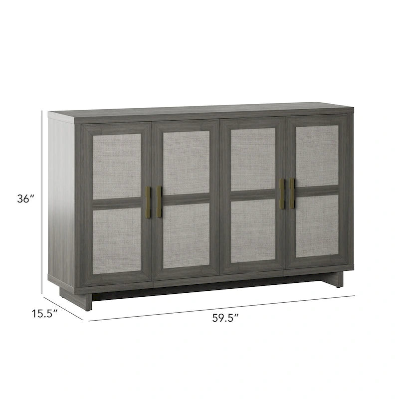 Aparador de estilo costero con puertas de paneles de lino