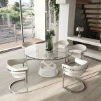 Modrest Lilly Modern 12mm Round Glass & White Dining Table