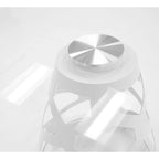 Mesa de comedor redonda moderna de cristal templado con base blanca de alto brillo