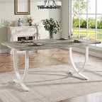 Mesa de comedor rectangular de imitación mármol para 4-6 personas, 160 cm, gris y oro