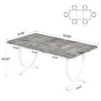 Mesa de comedor rectangular de imitación mármol para 4-6 personas, 160 cm, gris y oro