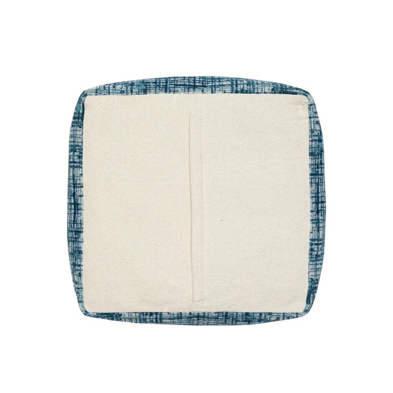 Puf otomano de mezcla de poliéster azul – 45,7 cm