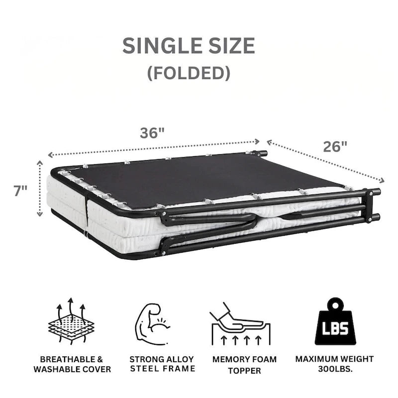 Cama plegable para invitados con colchón de espuma de gel
