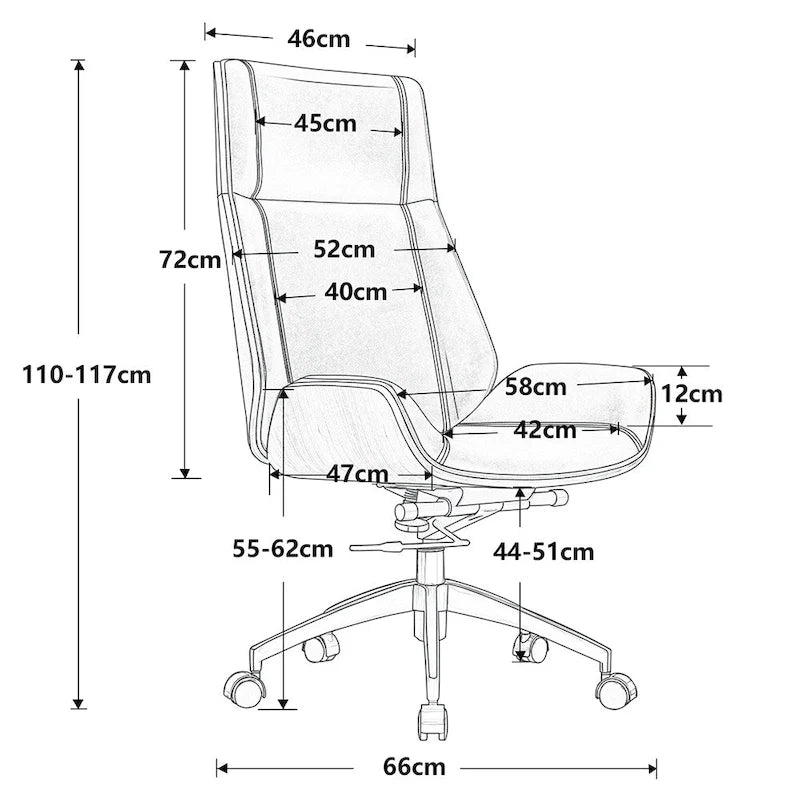 Silla ejecutiva de oficina con respaldo alto y ruedas