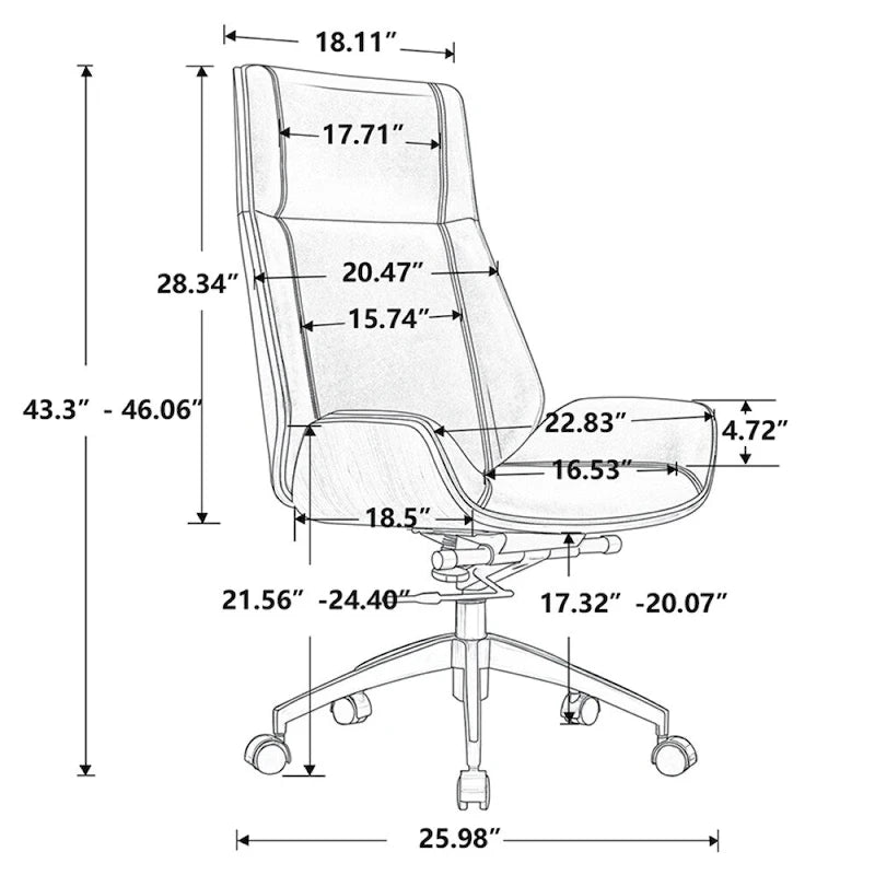 Silla ejecutiva de oficina con respaldo alto y ruedas